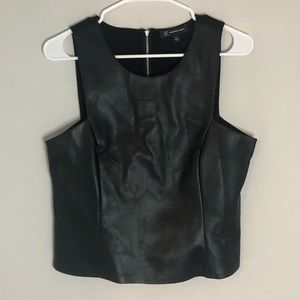 INC - Faux Leather Sleeveless Top